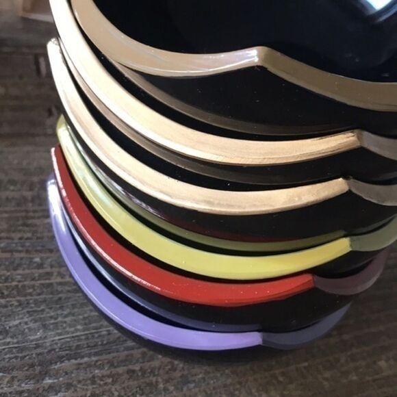 Asian Small Cup Set of 6 black with color trim - Picture 13 of 13